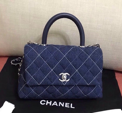 Chanel Small Denim Flap Bag With Top Handle