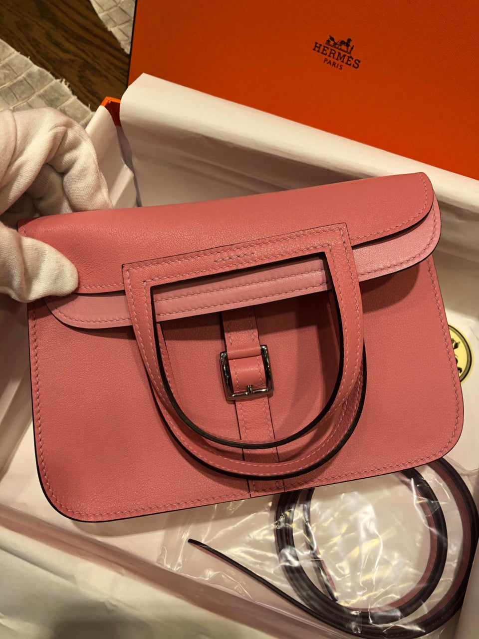 Hermes Pink Sakura Halzan mini bag