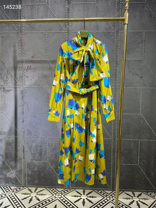 Gucci Tulip print cotton linen dress
