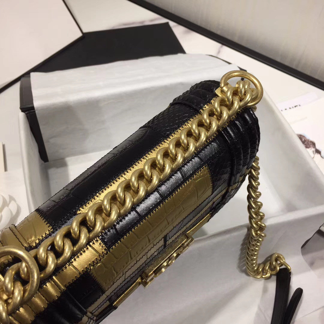 Chanel Crocodile & Python  Embossed Calfskin Small Boy Chanel handbag