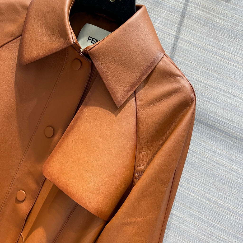 Fendi Tan waxed leather jacket