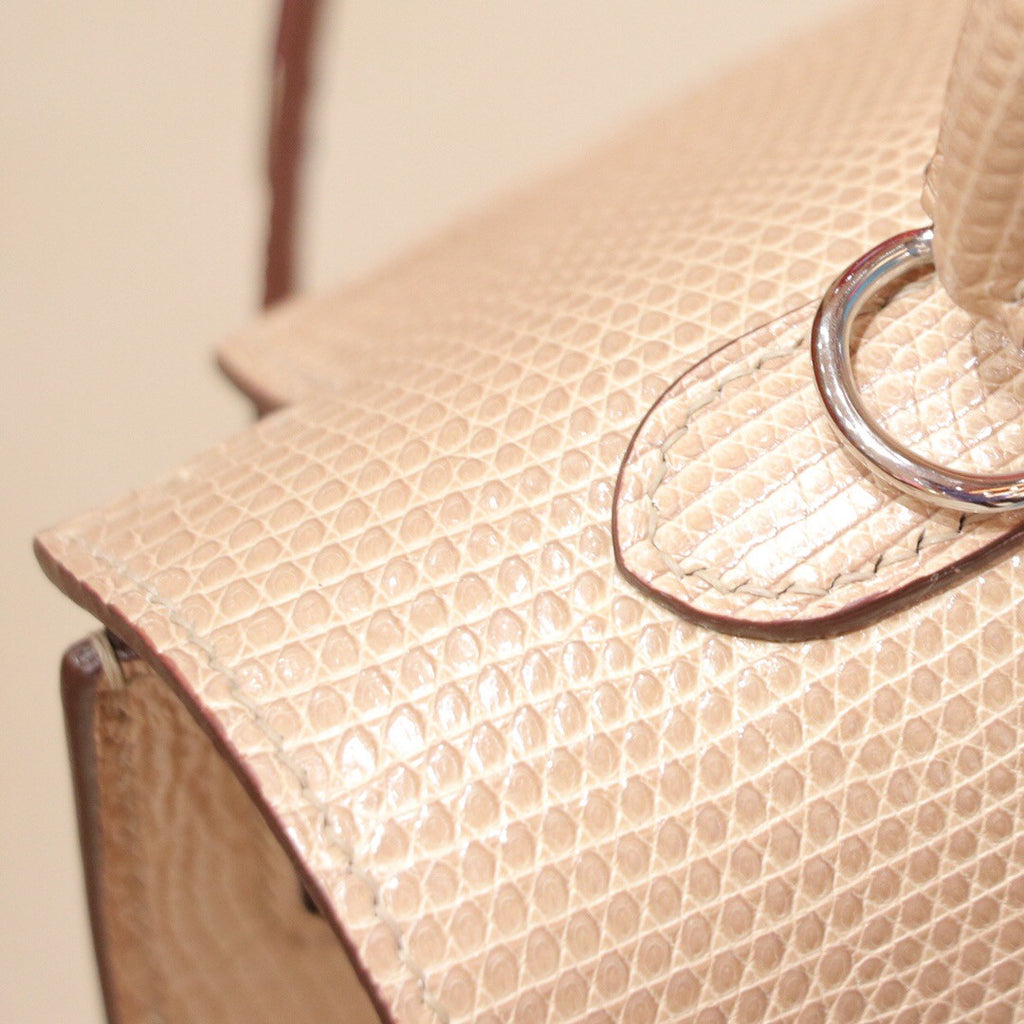 Hermes Kelly 25 Bag Sellier Abricot  Lizard Palladium
