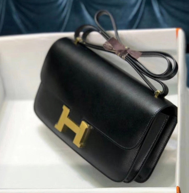 Hermes Constance 25cm Black Box Leather Shoulder Bag