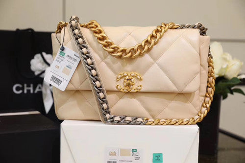 CHANEL 19 Large Flap Bag Light Beige