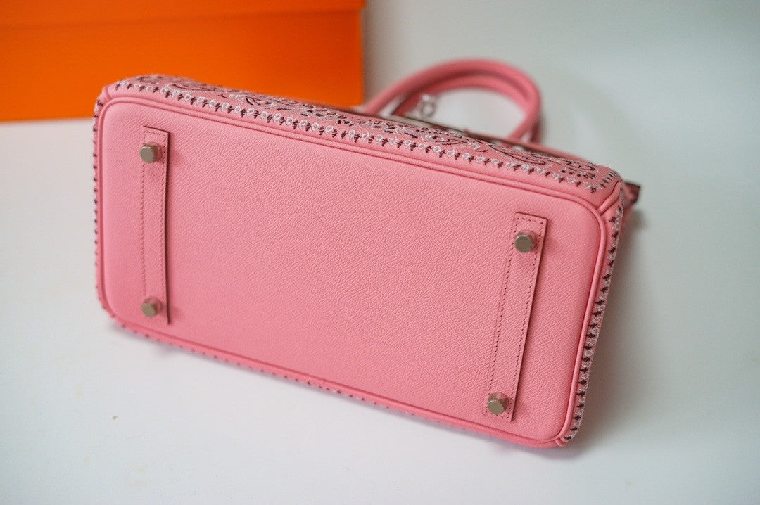Hermes x Jay Ahr Special Edition custom-embroidering  Pink Birkin Bag 30cm Epsom Leather Palladium Hardware [Carry by Kylie Jenner, Cardi B]
