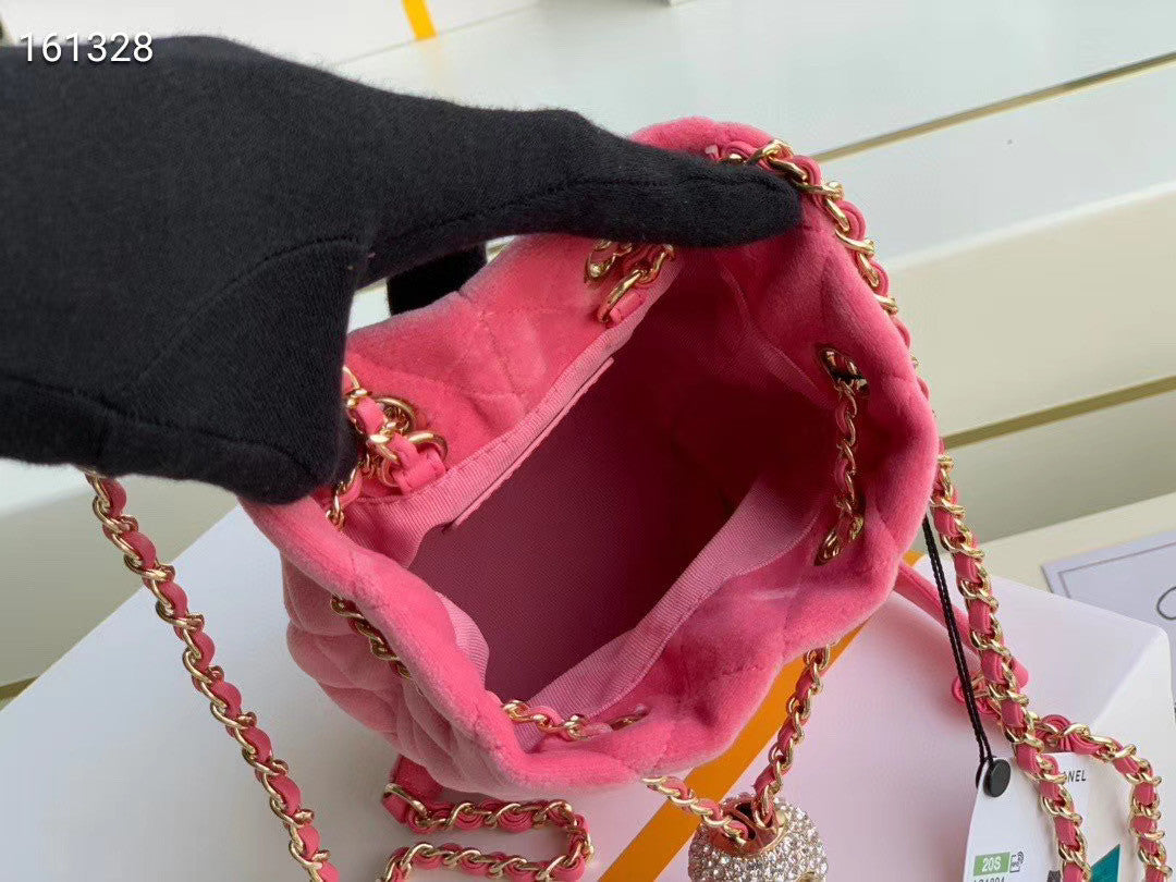 Chanel Velvet Drawstring Bag Pink
