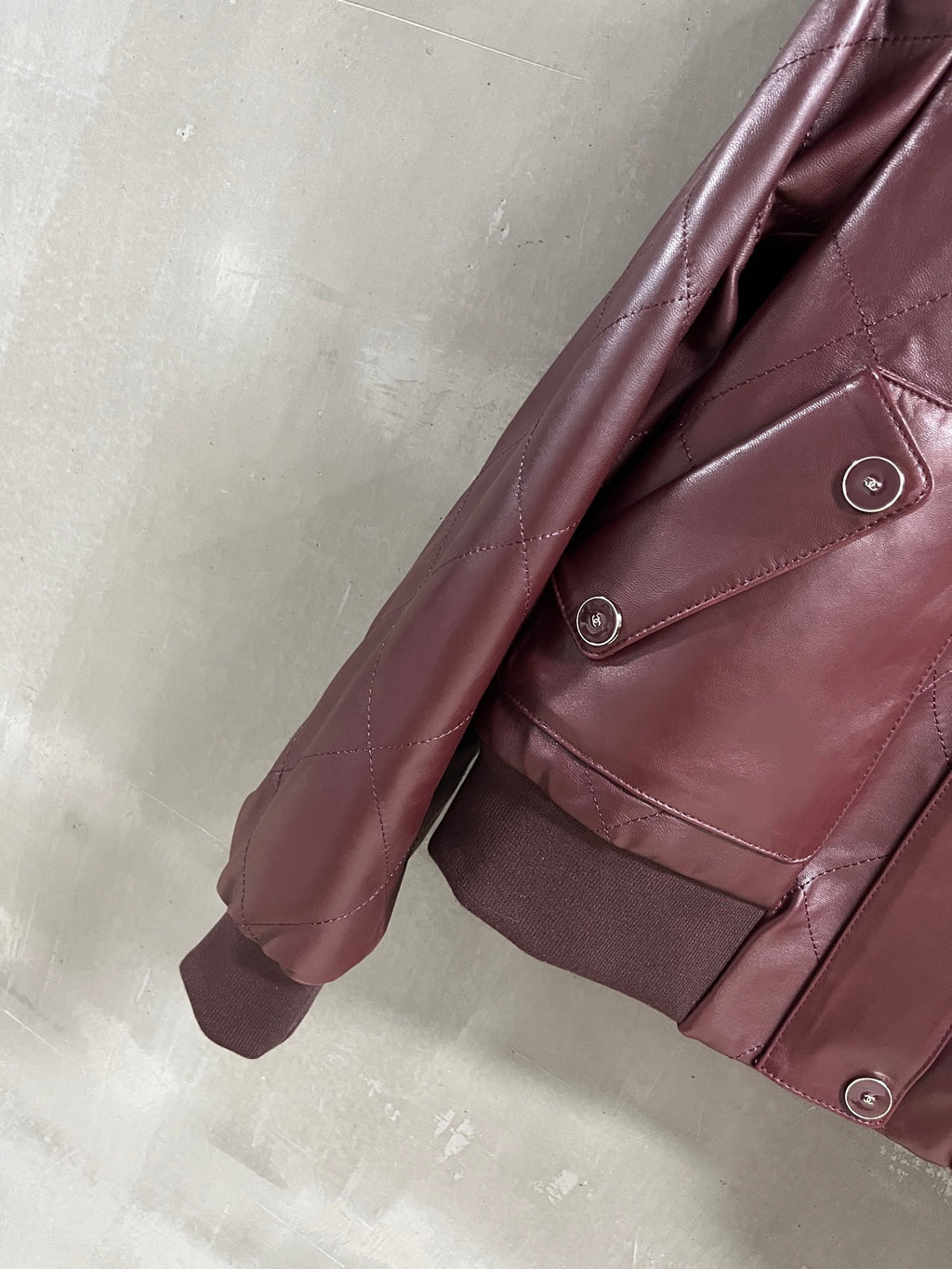Chanel Diamond-Quilted Leather Bomber Jacket with Detachable Wool Collar — 2026 Fall/Winter Chanel