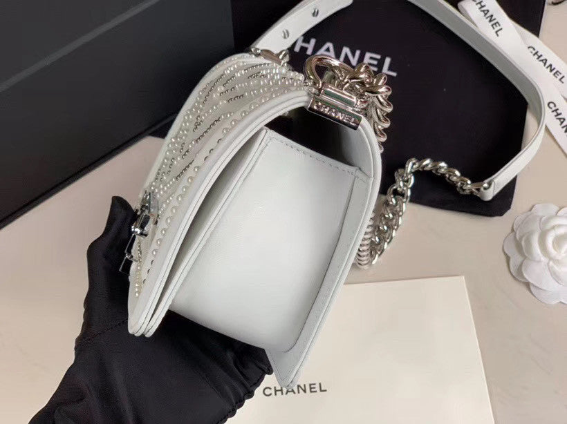 Chanel Small BOY CHANEL Handbag with pearl