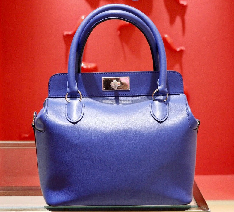 Hermes 26cm Toolbox Bag Blue Electric Swift Calf Leather