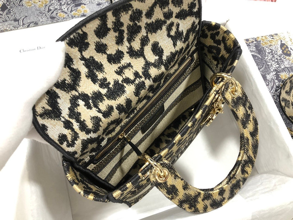 Christian Dior MEDIUM LADY D-LITE BAG Beige Multicolor Mizza Embroidery