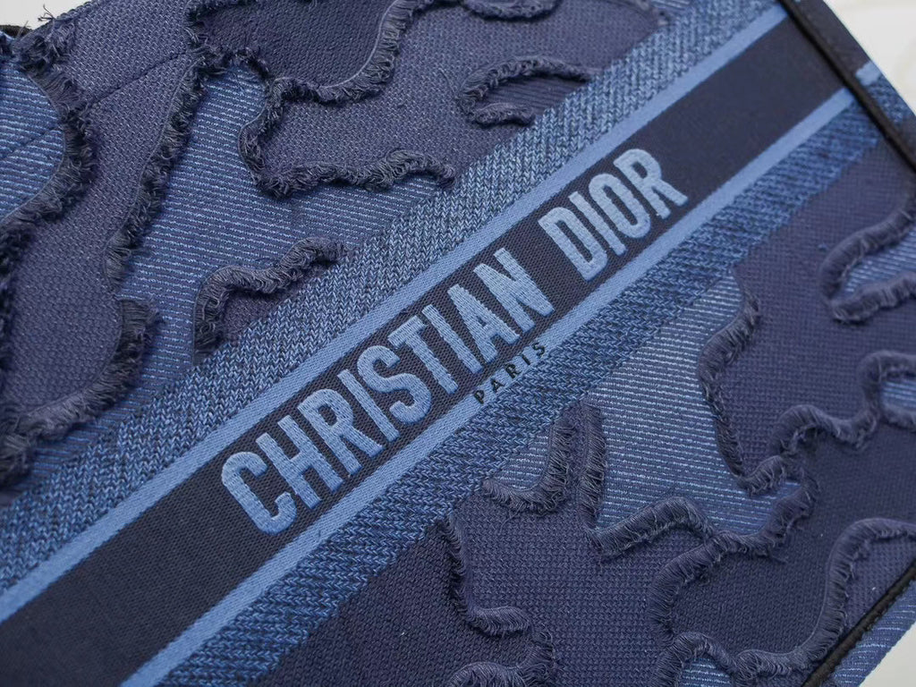 Christian Dior Blue  DIOR BOOK TOTE CAMOUFLAGE EMBROIDERED CANVAS BAG