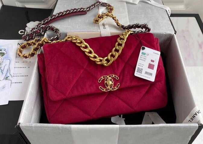 Chanel Velvet 19 flap bag Red