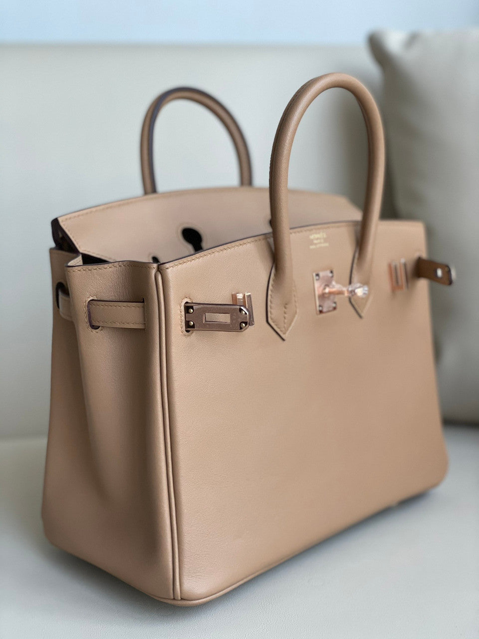 Hermes Biscuit Birkin 25 cm Swift Palladium  Hardware