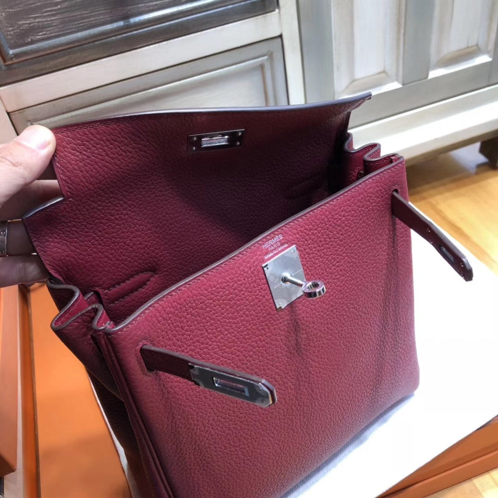 Hermès Kelly Ado Backpack 28cm Togo Leather with Palladium Hardware
