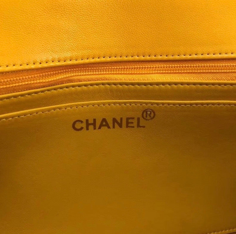 Chanel vintage duo flap bag Yellow
