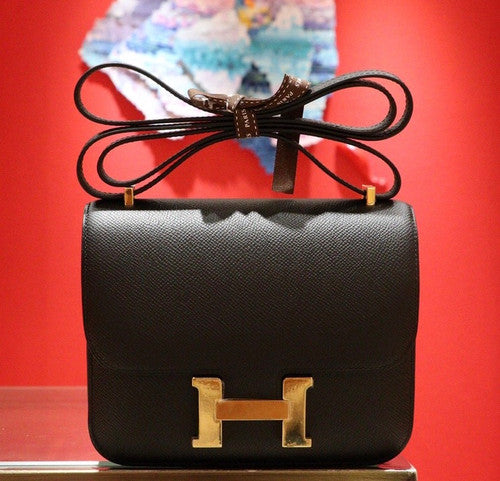 Hermes Black Constance Epsom leather 18cm Gold Hardware