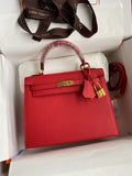 HERMES KELLY 28 SELLIER RED EPSOM GOLD HARDWARE
