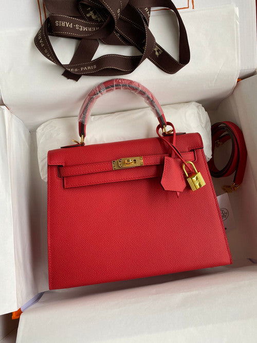 HERMES KELLY 28 SELLIER RED EPSOM GOLD HARDWARE