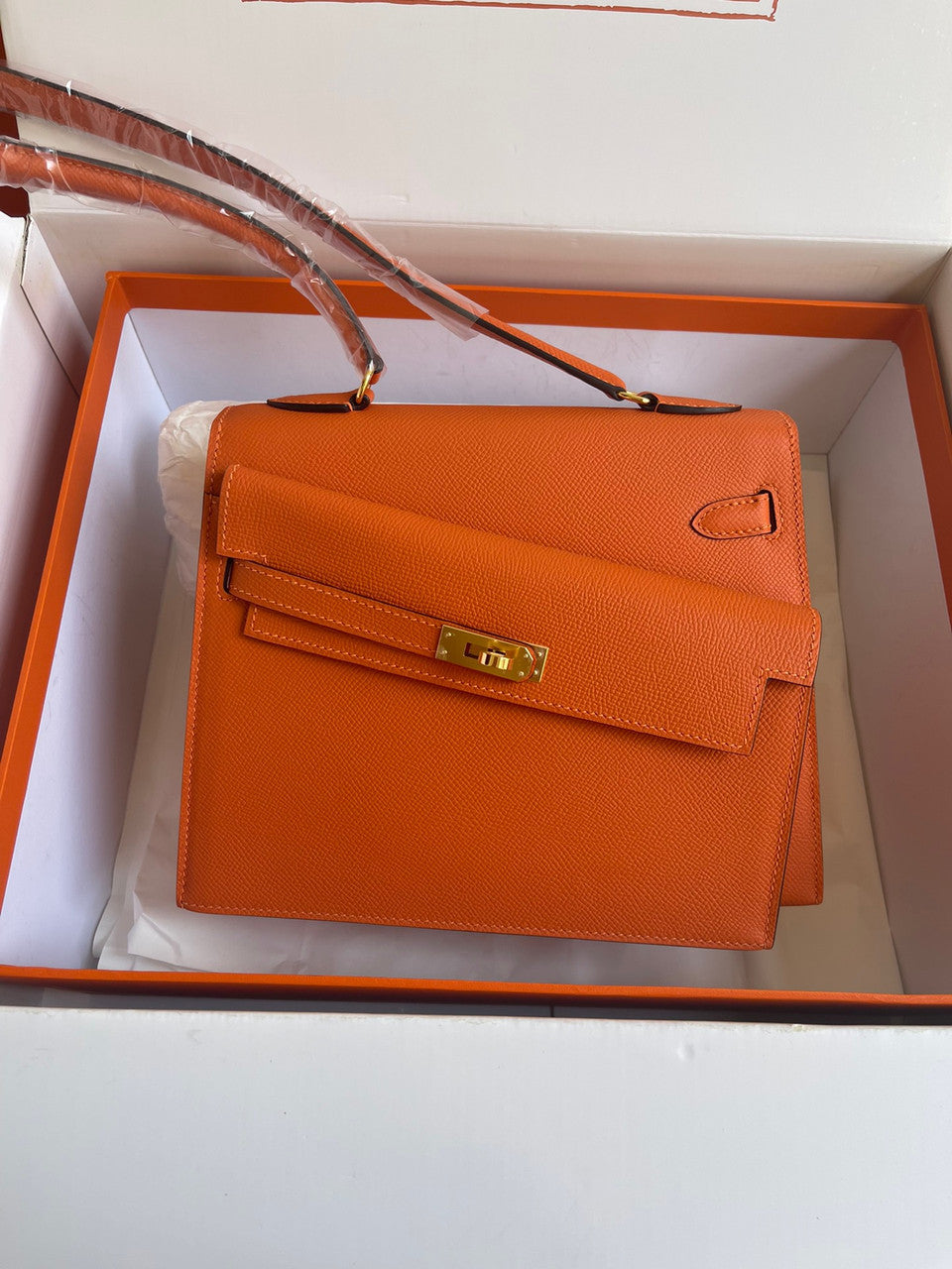 Hermes Kelly Sellier 20 en Desordre Orange