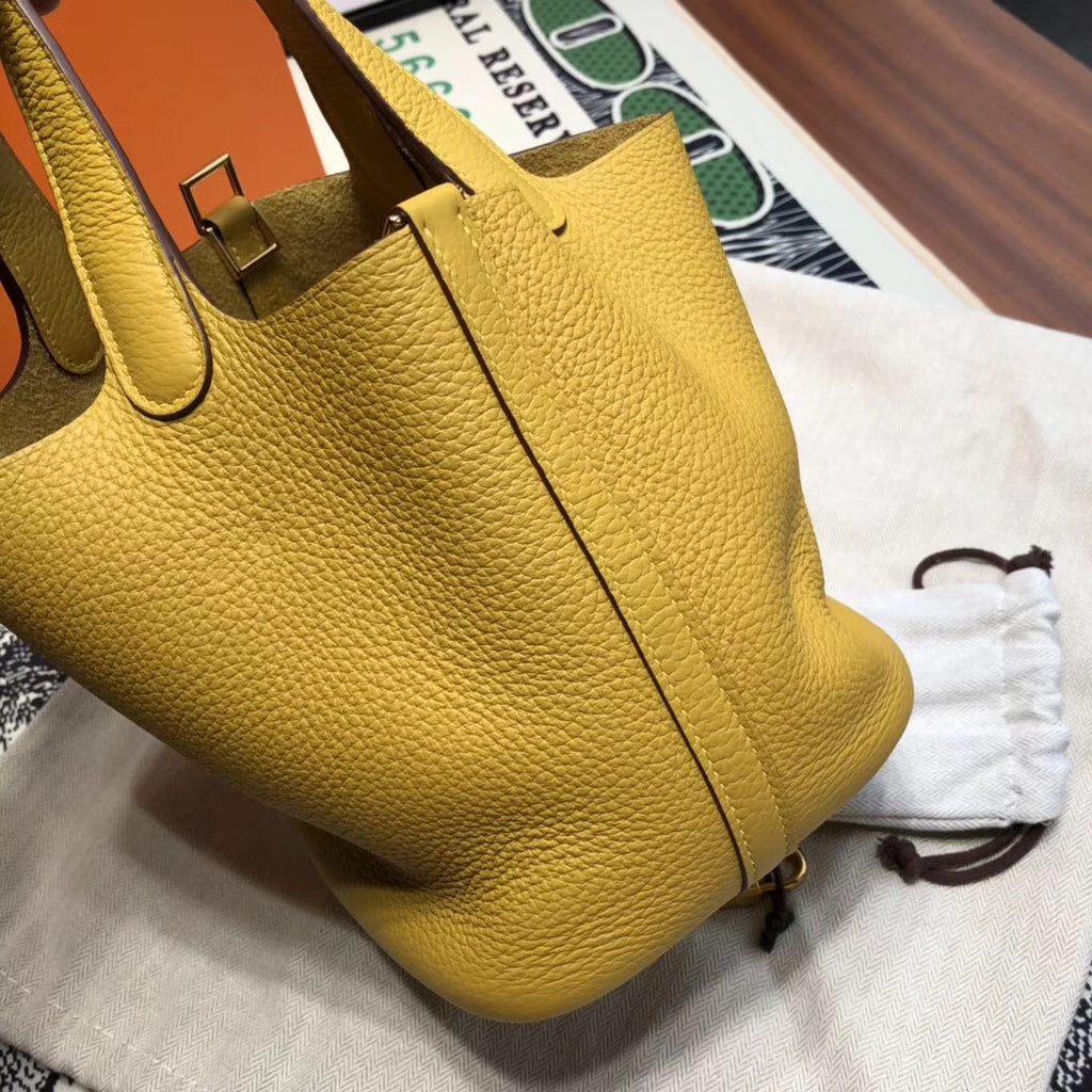 Hermes 9D Amber   Picotin Lock 18 Togo Leather Bag