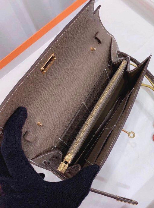 Hermes Kelly Wallet to Go Etoupe EPSOM GHW