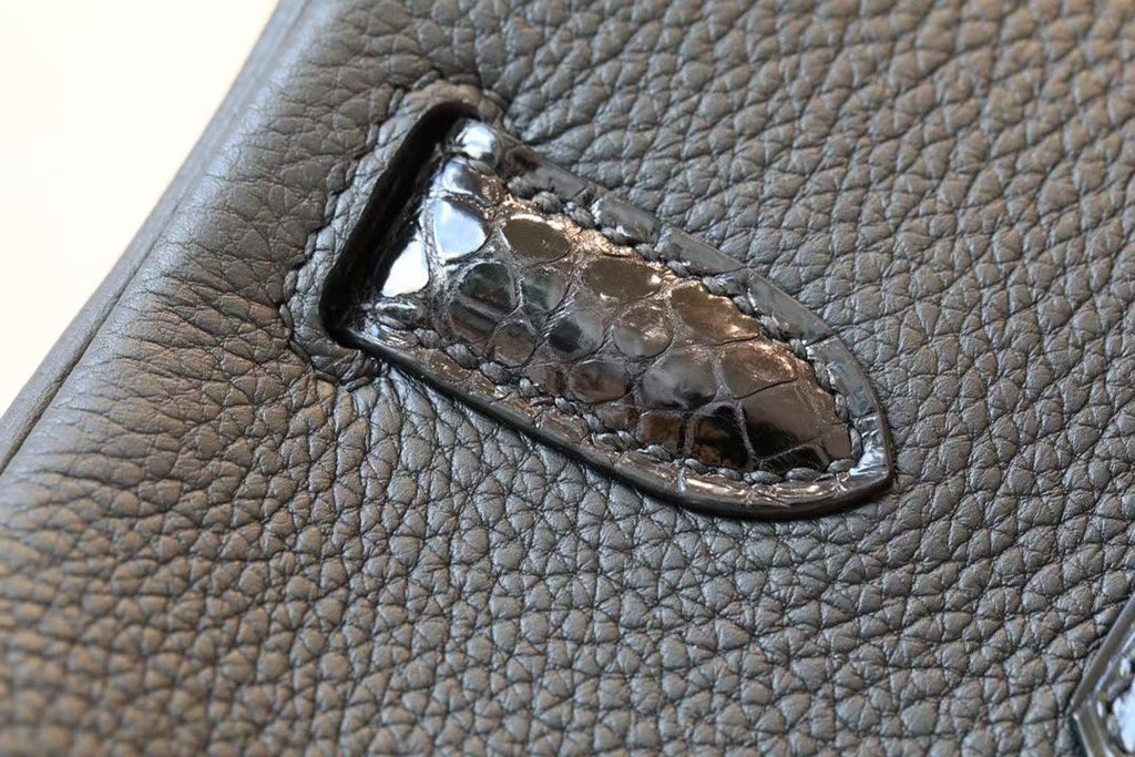 Hermès Black Niloticus Crocodile /Togo Birkin Touch 25cm Palladium Hardware