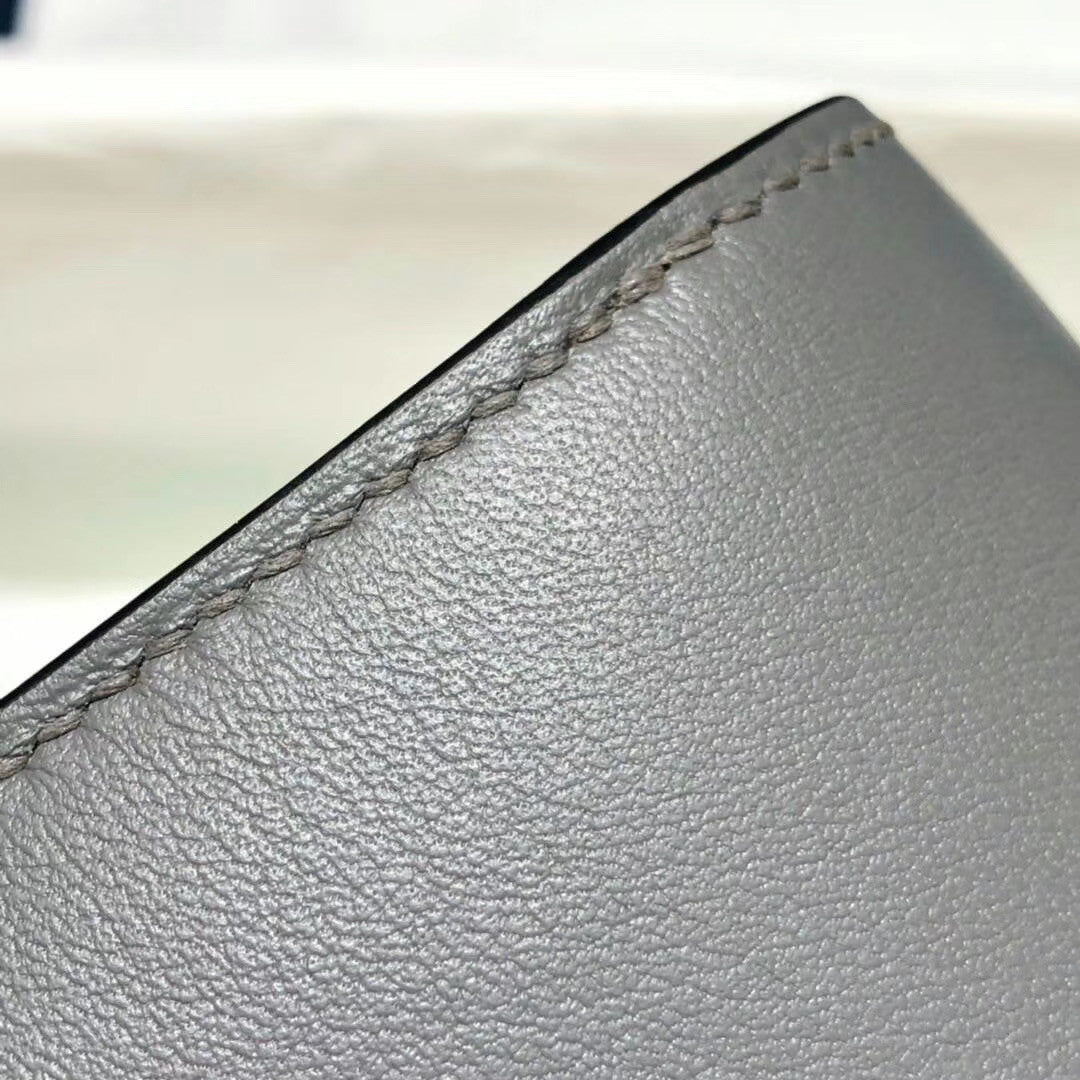 Hermes Constance 25cm Grey Box Leather Shoulder Bag with Enamel Hardware