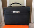 Hermes Kelly Depeche 38 Briefcase in Black with Palladium Hardware