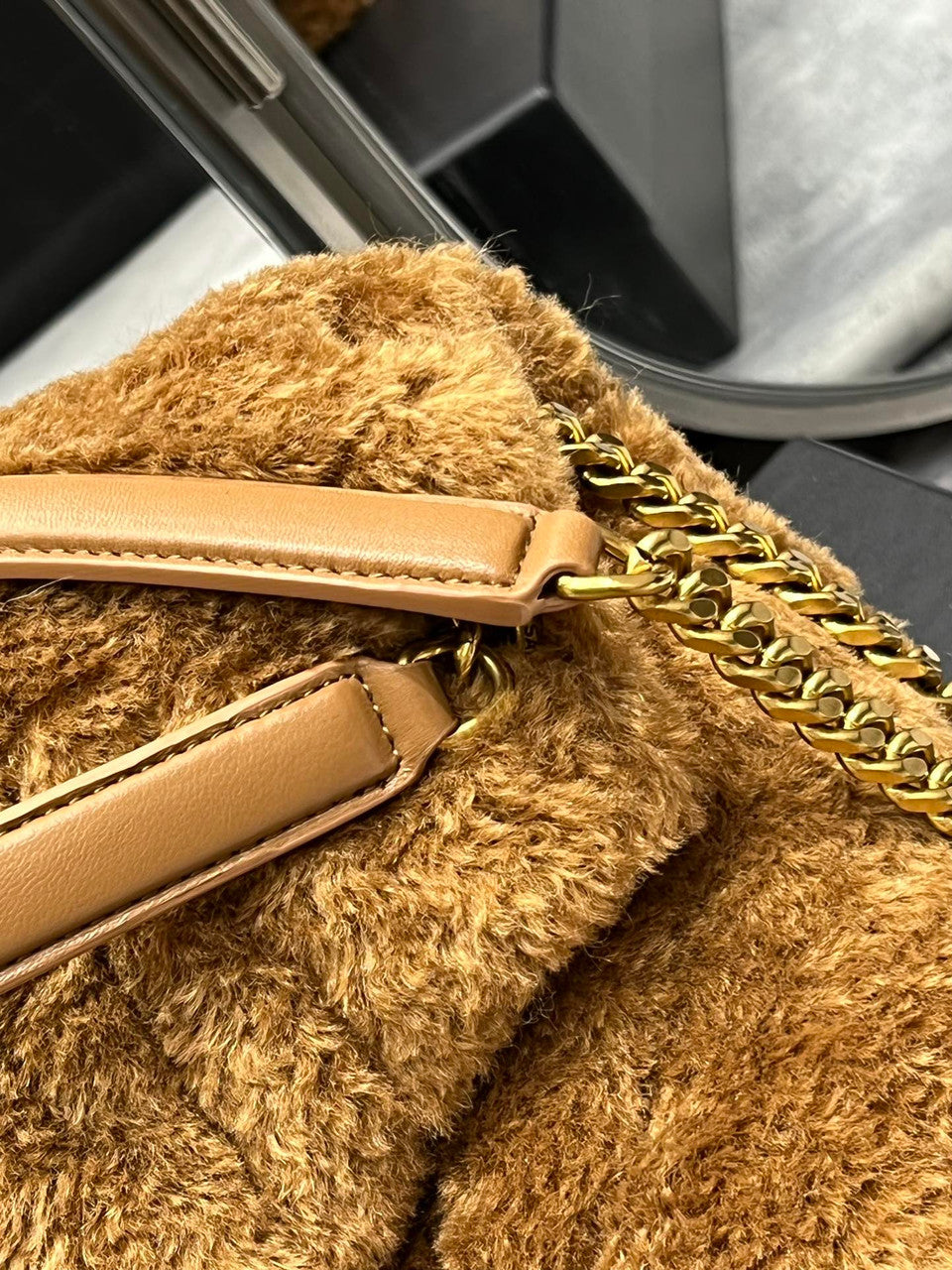 Saint Laurent PUFFER MEDIUM BAG IN MERINO SHEARLING AND LAMBSKI