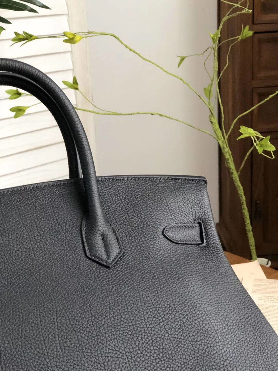 HERMÈS  LIMITED EDITION OFFICIER BIRKIN 35 BLACK TOGO HANDBAG