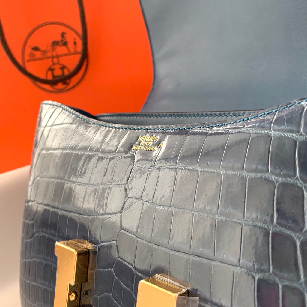 Hermes  1P Blue Colvert Constance 23 Porosus Crocodile