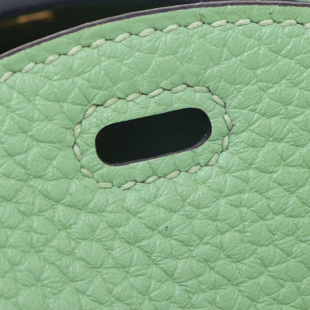 Hermes Mini Lindy 20cm Bag 3I Vert Criquet Togo Leather Gold Hardware