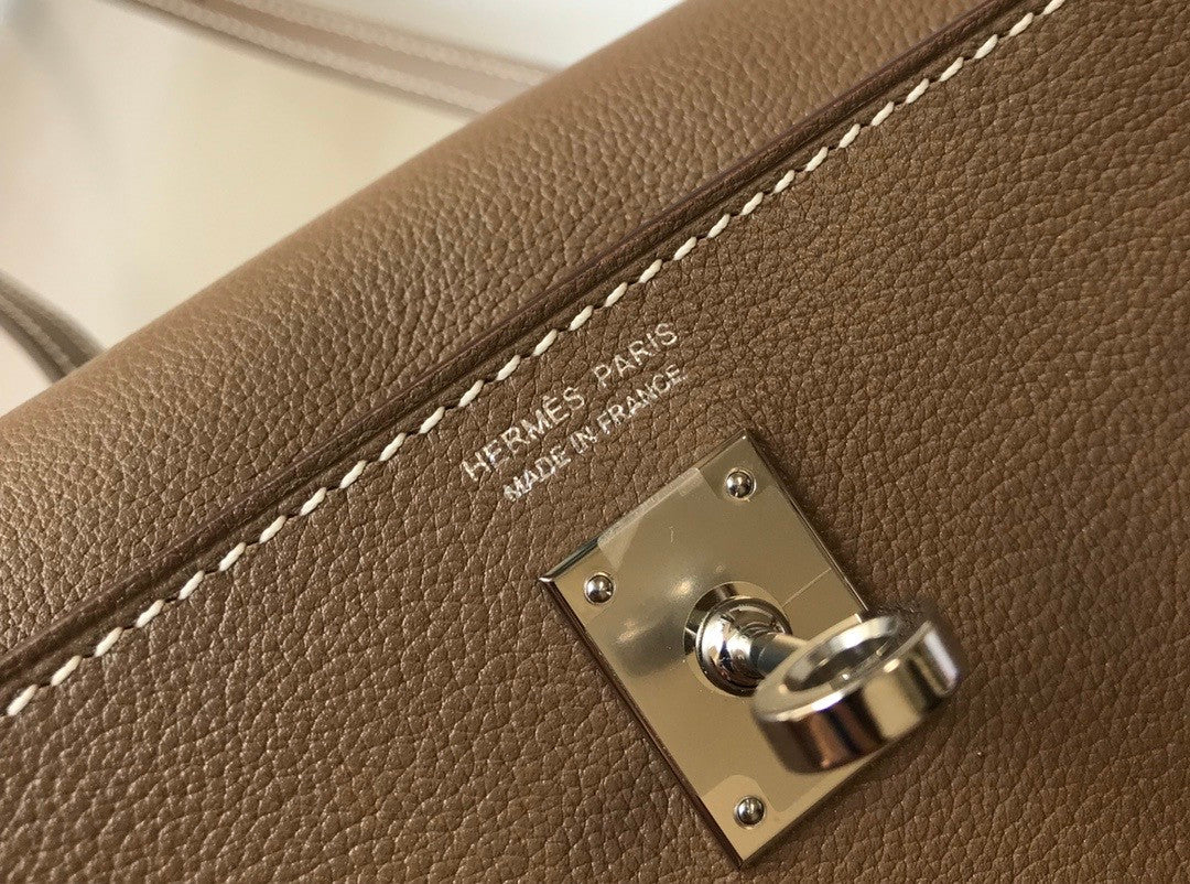 Hermes Etoupe Kelly Danse Bag Swift Leather Palladium Hardware
