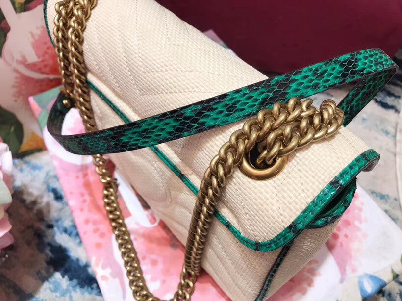 Gucci Online Exclusive GG Marmont raffia small shoulder bag