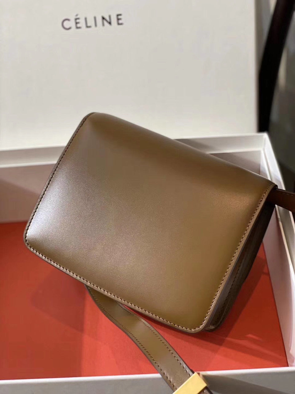 Celine SMALL CLASSIC BAG IN BOX CALFSKIN CAMEL