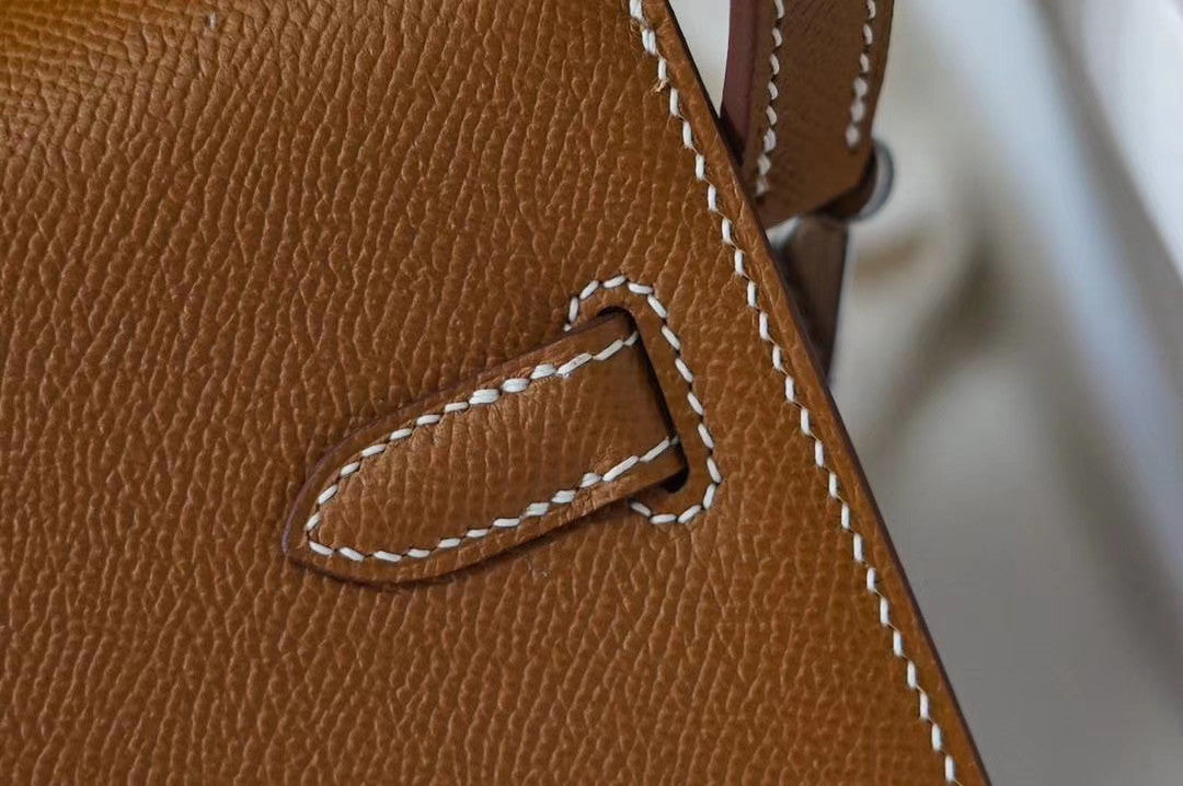 Hermes Kelly Depeches 25 Pochette Gold Epsom Palladium Hardware