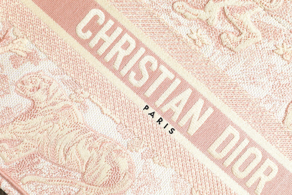 Christian Dior SMALL DIOR BOOK TOTE Pink Multicolor Toile De Jouy Embroidery