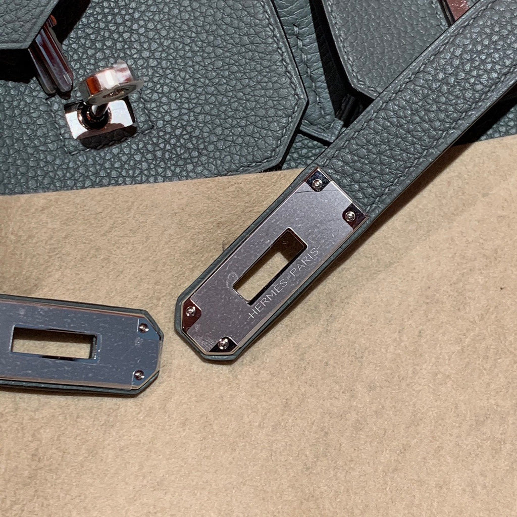 Hermes 63 Vert Amande Birkin 25cm Togo Palladium Hardware