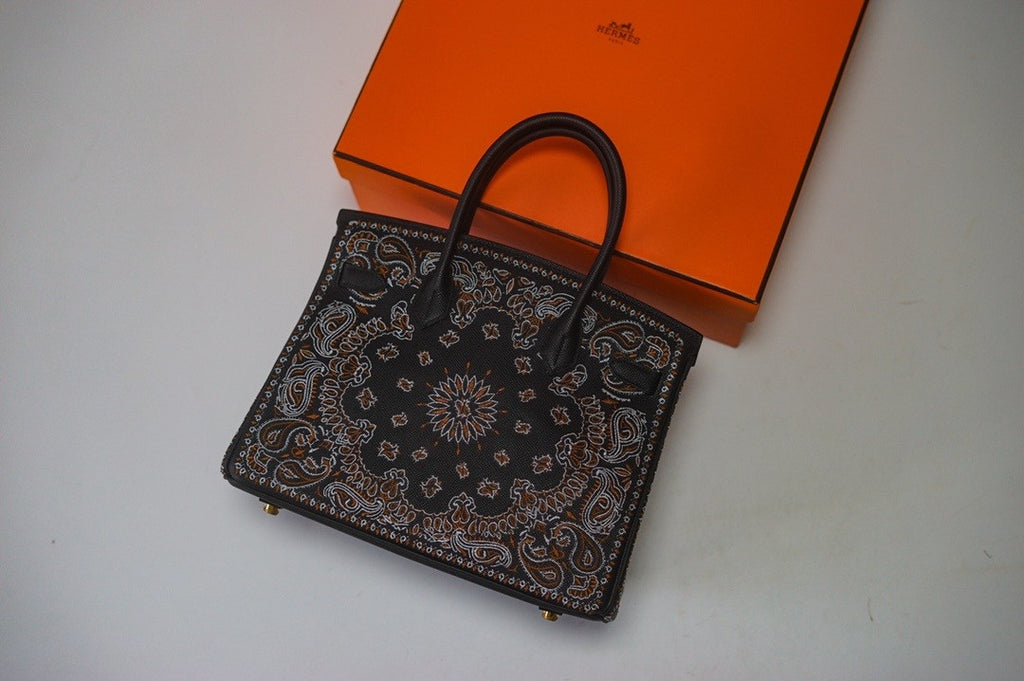 Hermes x Jay Ahr Special Edition custom-embroidering Black Birkin Bag 30cm Epsom Leather Gold Hardware [Carry by Kylie Jenner, Cardi B]
