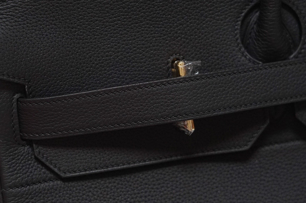 Hermes Black Clemence Leather Gold Hardware Birkin 50 Bag
