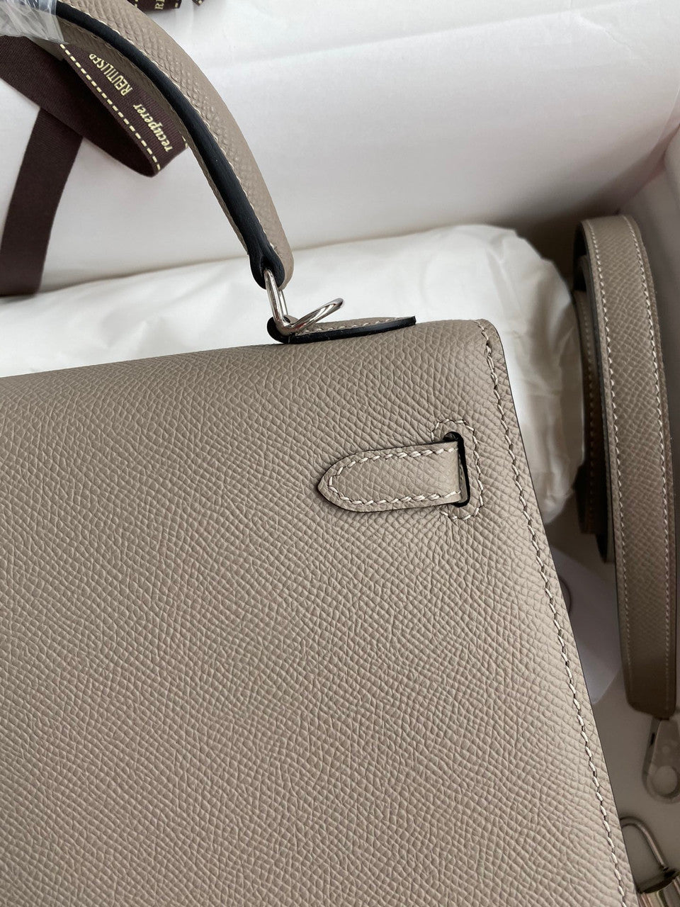 HERMES KELLY 28 SELLIER M8 GRIS ASPHALTE EPSOM PALLADIUM HARDWARE
