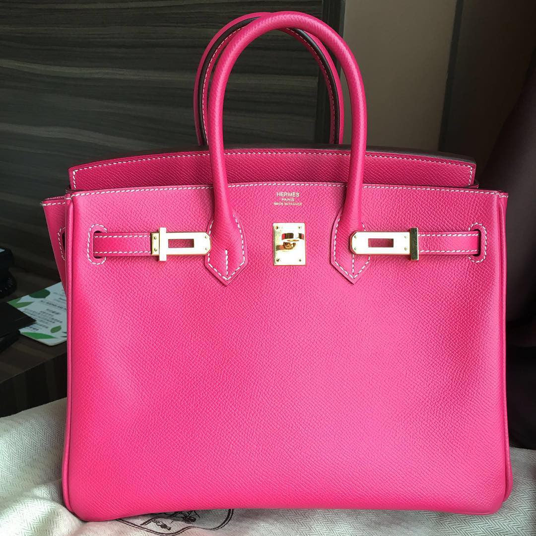 Hermes  Rose Tyrien Birkin 25 cm Epsom Gold Hardware