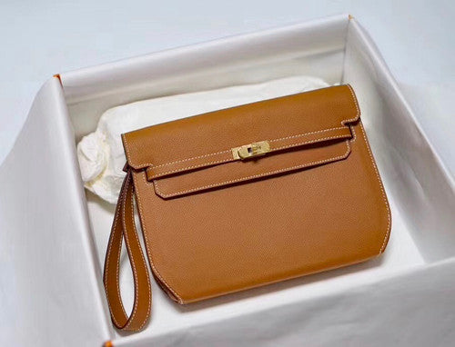 Hermes Kelly Depeches 25 Pochette Gold Epsom Gold Hardware