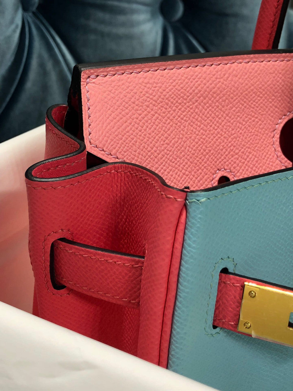 Hermes Special Order Tri-Colour  Rose Confetti, Rose Tyrien, Celest  Birkin 30 cm Epsom Gold   Hardware
