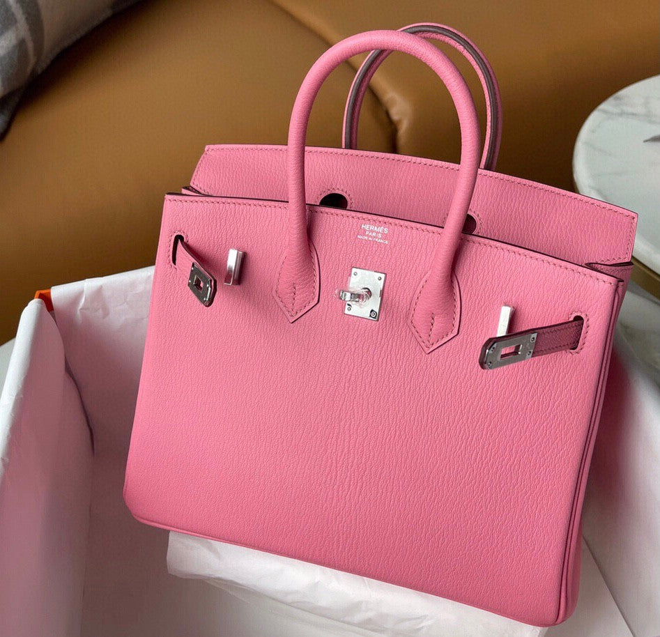 Hermes 1Q Rose Confetti Birkin 25 cm Chevre Palladium Hardware
