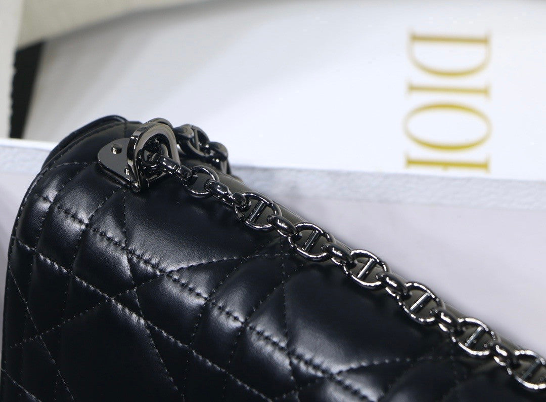 Christian Dior MEDIUM DIOR CARO BAG Black Quilted Macrocannage Calfskin