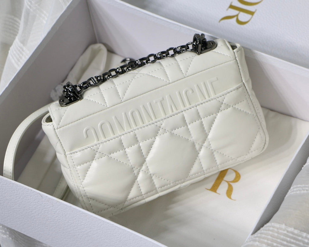 Christian Dior SMALL DIOR CARO BAG Latte Quilted Macrocannage Calfskin
