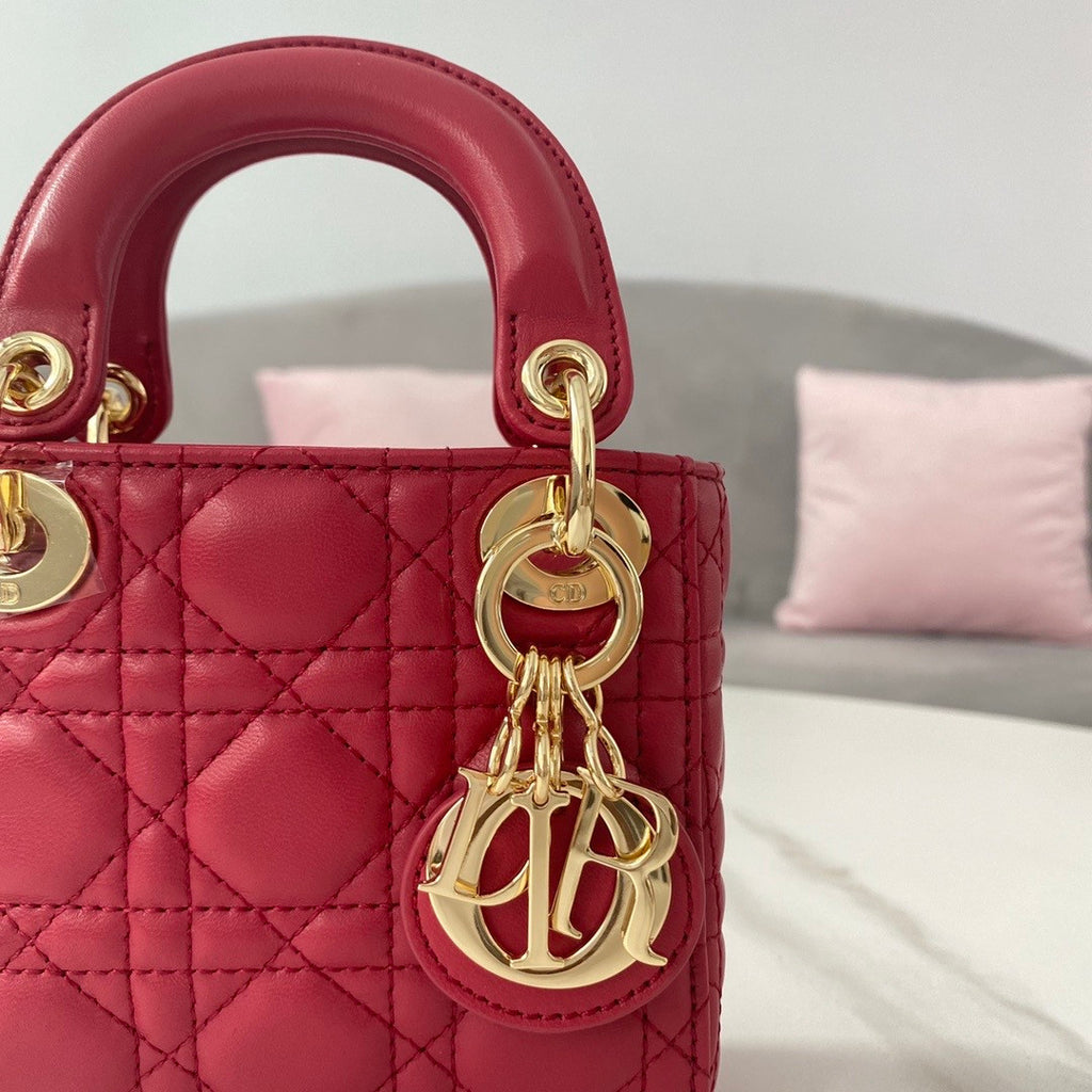 Christian Dior Red MICRO LADY DIOR BAG