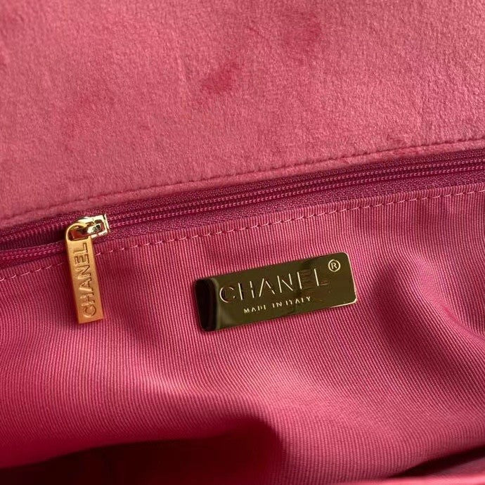 Chanel Velvet 19 flap bag Pink