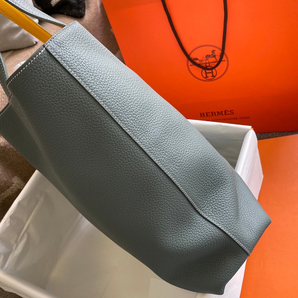 Hermes Double Sens Tote 30 Vert Amande & Amber